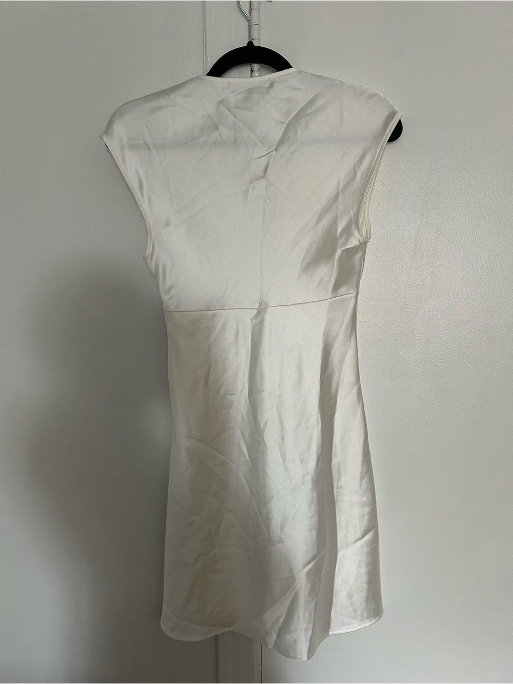 ZARA White Satin V-Neck Tie-Front Mini Dress - Picture 5 of 8